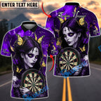 BlueJose Darts Gothic Butterfly Girl Personalized Name, Team Name Unisex Shirt (4 Colors)
