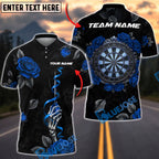 BlueJose Darts Skeleton Rose Shirt Dark Floral Theme Personalized Name, Team Name Unisex Shirt (4 Colors)
