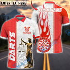 BlueJose Darts Lady Justice Flame Personalized Name, Team Name Unisex Shirt (4 Colors)