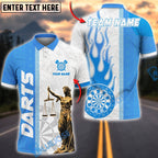BlueJose Darts Lady Justice Flame Personalized Name, Team Name Unisex Shirt (4 Colors)