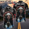 BlueJose Darts Gothic Dark Nun Portrait Personalized Name Shirt