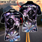 BlueJose Darts Grim Reaper Hologram Skull Dartboard Personalized Name, Team Name Unisex Shirt (4 Colors)