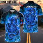 BlueJose Darts Fiery Dragon Flame Dartboard Graphic Personalized Name, Team Name Unisex Shirt (4 Colors)