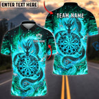 BlueJose Darts Fiery Dragon Flame Dartboard Graphic Personalized Name, Team Name Unisex Shirt (4 Colors)