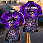 BlueJose Darts Skull Gothic Lightning Skull with Rose Dartboard Design Personalized Name, Team Name Unisex Shirt (4 Colors)
