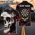 BlueJose Darts Skull Flame Art Personalized Name, Team Name Unisex Shirt (4 Colors)