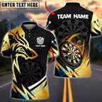 BlueJose Darts Wolf Gold Black Dartboard Graphic Personalized Name, Team Name Unisex Shirt (6 Colors)