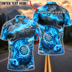 BlueJose Darts Smoking Fire Bull Dartboard Personalized Name, Team Name Unisex Shirt (6 Colors)
