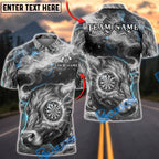 BlueJose Darts Smoking Fire Bull Dartboard Personalized Name, Team Name Unisex Shirt (6 Colors)