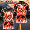 BlueJose Darts Flaming Skull Bold Typography Personalized Name, Team Name Unisex Shirt (4 Colors)