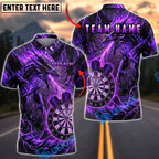 BlueJose Darts Fire Dragon Dartboard Lightning Flame Personalized Name, Team Name Unisex Shirt (4 Colors)