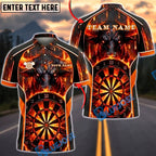 BlueJose Darts Dark Bull Beast Fire Dartboard Personalized Name, Team Name Unisex Shirt (4 Colors)