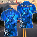 BlueJose Darts Muscular Minotaur Energy Design Personalized Name, Team Name Unisex Shirt (4 Colors)