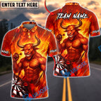 BlueJose Darts Muscular Minotaur Energy Design Personalized Name, Team Name Unisex Shirt (4 Colors)