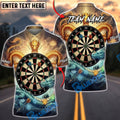 BlueJose Darts Mandala Fire and Water Dragon Dartboard Personalized Name Shirt