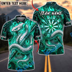 BlueJose Darts White Snake Serpent Dragon Energy Orb Personalized Name, Team Name Unisex Shirt (4 Colors)