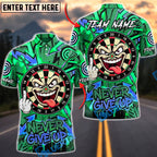 BlueJose Darts Never Give Up Evil Clown Dartboard Personalized Name, Team Name Unisex Shirt (4 Colors)