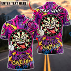 BlueJose Darts Never Give Up Evil Clown Dartboard Personalized Name, Team Name Unisex Shirt (4 Colors)