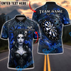 BlueJose Darts Gothic Queen Cosmic Dartboard Personalized Name, Team Name Unisex Shirt (4 Colors)