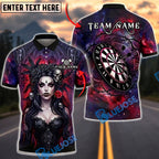 BlueJose Darts Gothic Queen Cosmic Dartboard Personalized Name, Team Name Unisex Shirt (4 Colors)