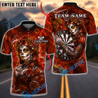 BlueJose Darts Sugar Skull Woman Roses Dartboard Personalized Name, Team Name Unisex Shirt (4 Colors)