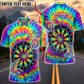 BlueJose Darts Tie-Dye Frog Bullseye Dartboard Personalized Name Shirt