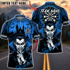 BlueJose Darts Halloween Vampire Haunted Castle and Bats Personalized Name, Team Name Unisex Shirt (4 Colors)
