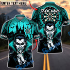 BlueJose Darts Halloween Vampire Haunted Castle and Bats Personalized Name, Team Name Unisex Shirt (4 Colors)