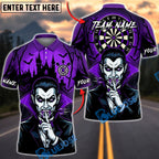 BlueJose Darts Halloween Vampire Haunted Castle and Bats Personalized Name, Team Name Unisex Shirt (4 Colors)