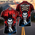 BlueJose Darts Halloween Vampire Haunted Castle and Bats Personalized Name, Team Name Unisex Shirt (4 Colors)
