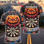 BlueJose Darts Halloween Evil Jack O Lantern Bats Trick Or Bullseye Personalized Name, Team Name Unisex Shirt (6 Colors)
