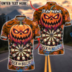 BlueJose Darts Halloween Evil Jack O Lantern Bats Trick Or Bullseye Personalized Name, Team Name Unisex Shirt (6 Colors)
