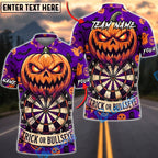BlueJose Darts Halloween Evil Jack O Lantern Bats Trick Or Bullseye Personalized Name, Team Name Unisex Shirt (6 Colors)