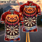 BlueJose Darts Halloween Evil Jack O Lantern Bats Trick Or Bullseye Personalized Name, Team Name Unisex Shirt (6 Colors)