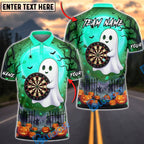 BlueJose Darts Halloween Cute Ghost Full Moon Personalized Name, Team Name Unisex Shirt (4 Colors)