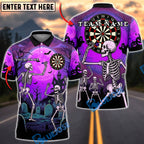 BlueJose Darts Halloween Skeleton Haunted Graveyard Full Moon Personalized Name, Team Name Unisex Shirt (4 Colors)