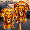 BlueJose Darts Golden Fire Lion Dartboard Fantasy Personalized Name, Team Name Unisex Shirt (6 Colors)