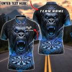 BlueJose Darts Furious Fire Gorilla Dartboard Fantasy Personalized Name, Team Name Unisex Shirt (4 Colors)