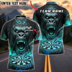 BlueJose Darts Furious Fire Gorilla Dartboard Fantasy Personalized Name, Team Name Unisex Shirt (4 Colors)