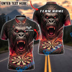 BlueJose Darts Furious Fire Gorilla Dartboard Fantasy Personalized Name, Team Name Unisex Shirt (4 Colors)