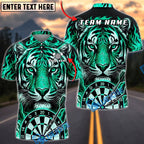 BlueJose Darts Blazing Fire Tiger Dartboard Fantasy Personalized Name, Team Name Unisex Shirt (6 Colors)