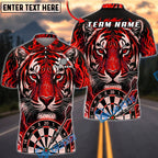 BlueJose Darts Blazing Fire Tiger Dartboard Fantasy Personalized Name, Team Name Unisex Shirt (6 Colors)