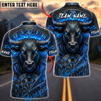 BlueJose Darts Inferno Flame Black Bull Dartboard Fantasy Personalized Name, Team Name Unisex Shirt (4 Colors)
