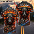 BlueJose Darts Inferno Flame Black Bull Dartboard Fantasy Personalized Name, Team Name Unisex Shirt (4 Colors)