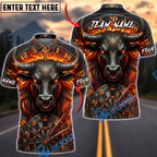 BlueJose Darts Inferno Flame Black Bull Dartboard Fantasy Personalized Name, Team Name Unisex Shirt (4 Colors)