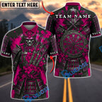 BlueJose Darts Crimson Samurai Warrior Dartboard Fantasy Personalized Name, Team Name Unisex Shirt (4 Colors)
