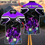 BlueJose Darts Flaming Bull Power Multicolor Options Personalized Name Shirt (4 Colors)