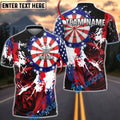 BlueJose Darts American Flag USA Patriot Style Personalized Name Shirt