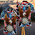BlueJose Darts American Eagle Patriotic USA Flag Dartboard Champion Design Personalized Name Shirt