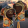 BlueJose Darts On Fire Flaming Dartboard Graphic Personalized Name, Team Name Unisex Shirt (4 Colors)